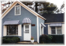 Advanced Awnings Blue and White Residential Awning