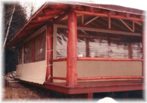 Advanced Awnings Enclosed Log Home Patio Tan